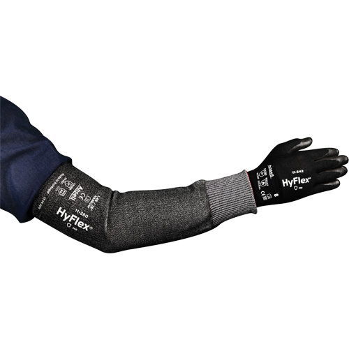 HyFlex&reg; 11-280 Series Narrow Cut Resistant Sleeve, Intercept, 12", ASTM ANSI Level A4, Grey Cam Industrial