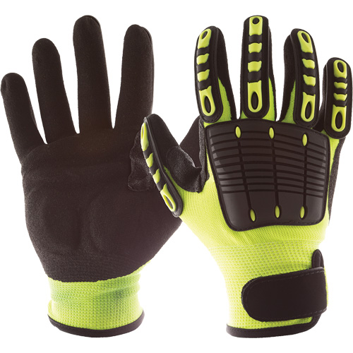 Back Tracker Impact Gloves with Back of Hand Protection, Small, Nitrile Palm, Hook & Loop Cuff Cam Industrial