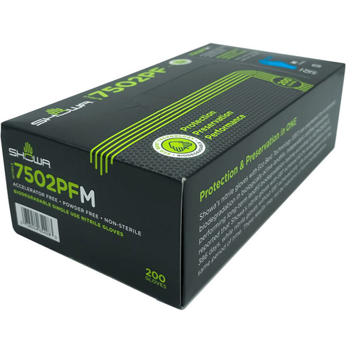 Biodegradable Disposable Gloves, X-Small, Nitrile, 2.5-mil, Powder-Free, Blue Cam Industrial