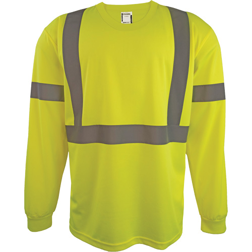 Long Sleeve Safety Shirt, Polyester, 2X-Large, High Visibility Lime-Yellow Cam Industrial