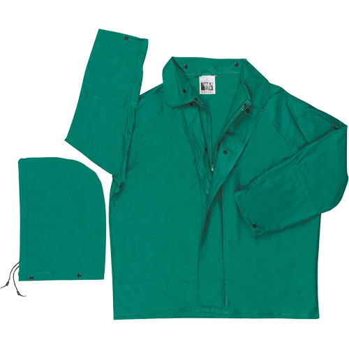 Dominator Limited Flammability Rain Jacket, Polyester/PVC, Large, Green Cam Industrial