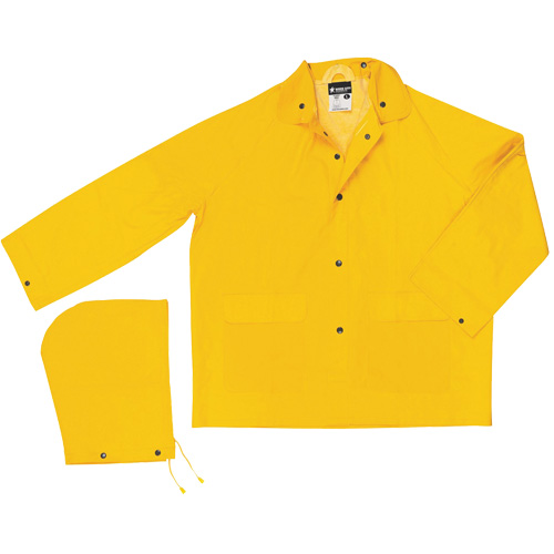 Classic Series Rain Jacket with Detachable Hood, Polyester/PVC, X-Large, Yellow Cam Industrial