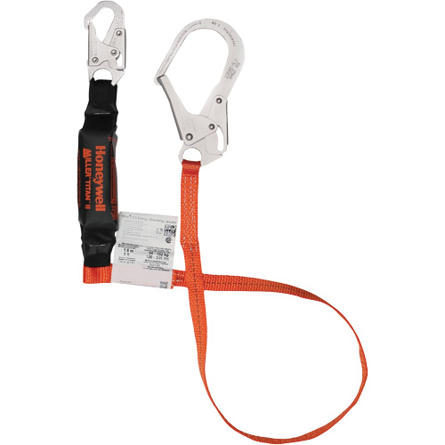 Titan Shock-Absorbing Lanyard, 6', Locking Rebar Hook Center, Locking Snap Hook Leg Ends, Polyester Cam Industrial