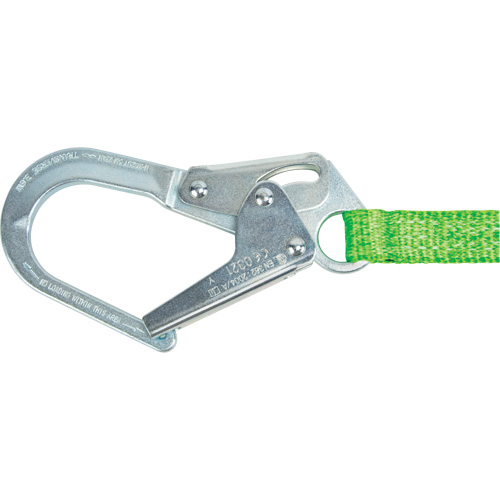 Miller&reg; HP Shock-Absorbing Lanyard, 4', Locking Rebar Hook Center, Locking Snap Hook Leg Ends, Polyester Cam Industrial