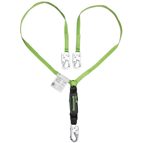Miller&reg; HP Shock-Absorbing Lanyard, 4', Locking Snap Hook Center, Locking Snap Hook Leg Ends, Polyester Cam Industrial