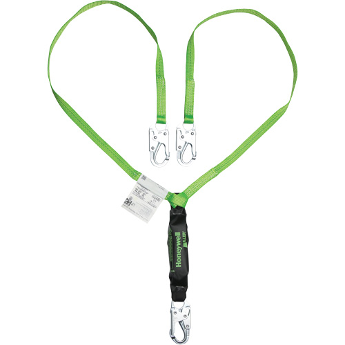 Miller&reg; HP Shock-Absorbing Lanyard, 6', Locking Snap Hook Center, Locking Snap Hook Leg Ends, Polyester Cam Industrial