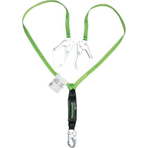 Miller&reg; HP Shock-Absorbing Lanyard, 6', Scaffold Hook Center, Locking Snap Hook Leg Ends, Polyester Cam Industrial