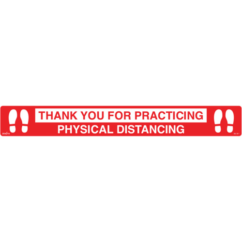 "Physical Distancing" Floor Sign, Adhesive, English with Pictogram Cam Industrial