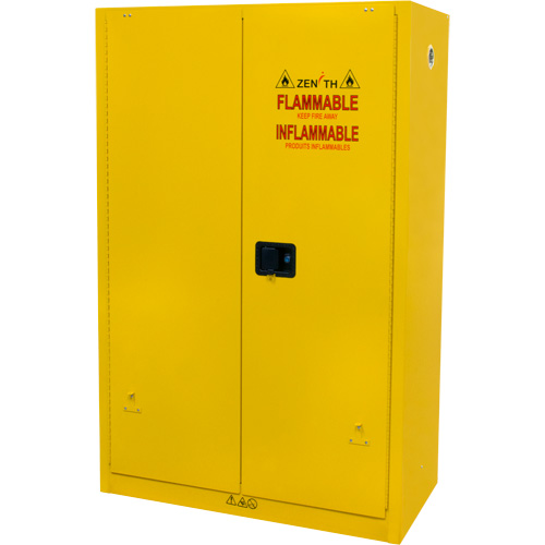Flammable Storage Cabinet, 45 gal., 2 Door, 43" W x 65" H x 18" D Cam Industrial