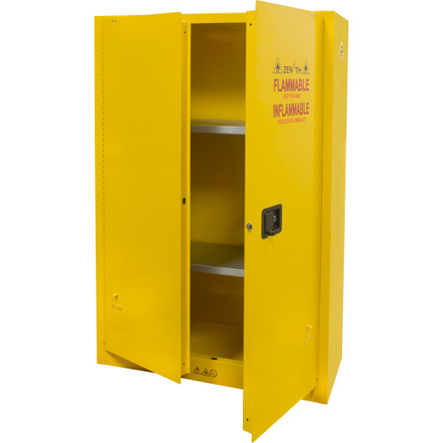 Flammable Storage Cabinet, 45 gal., 2 Door, 43" W x 65" H x 18" D Cam Industrial
