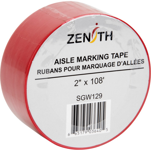 Aisle Marking Tape, 2" x 108', PVC, Red Cam Industrial