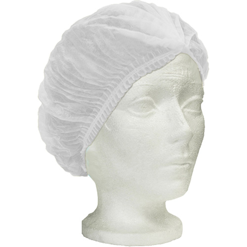 Ronco Care Pleated Bouffant Cap, Polypropylene, 24", White Cam Industrial
