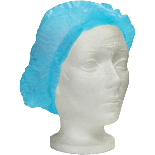 Ronco Care Pleated Bouffant Cap, Polypropylene, 24", Blue Cam Industrial