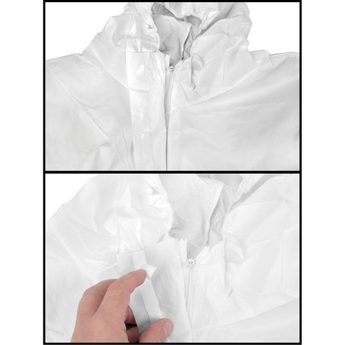 Premium Hooded Coveralls, Small, White, Microporous Cam Industrial