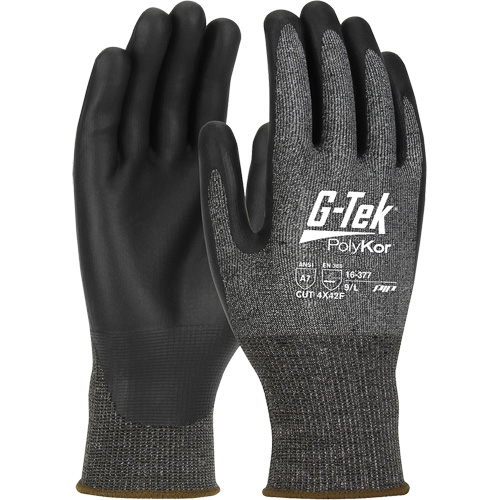 Gants r&eacute;sistants aux coupures G-Tek PolyKor X7, Taille Petit, Calibre 18, Rev&ecirc;tement Polyur&eacute;thane, Enveloppe en Poly&eacute;thyl&egrave;ne, ASTM ANSI niveau A7/EN 388 niveau F Cam Industrial