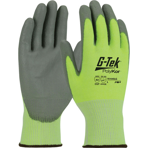 Gants r&eacute;sistants aux coupures G-Tek PolyKor, Taille Petit, Calibre 13, Rev&ecirc;tement Polyur&eacute;thane, Enveloppe en Poly&eacute;thyl&egrave;ne, ASTM ANSI niveau A5/EN 388 niveau E Cam Industrial
