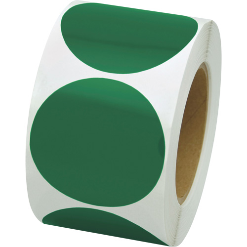 Pastilles de marquage color&eacute;es, Cercle, 3" lo x 3" la, Vert, Vinyle Cam Industrial