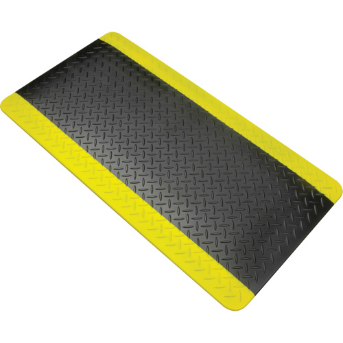 Anti-Fatigue Matting, Diamond, 1-2/3' x 3-1/4' x 3/4", Black/Yellow, Polyurethane Cam Industrial