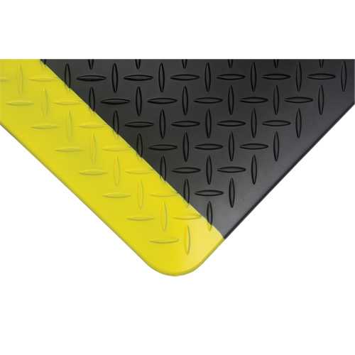 Anti-Fatigue Matting, Diamond, 1-2/3' x 3-1/4' x 3/4", Black/Yellow, Polyurethane Cam Industrial