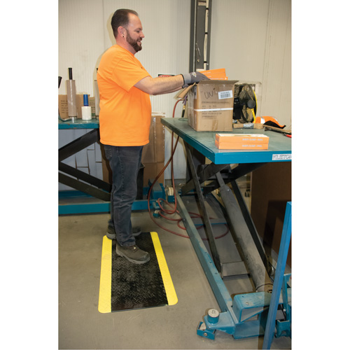 Anti-Fatigue Matting, Diamond, 1-2/3' x 3-1/4' x 3/4", Black/Yellow, Polyurethane Cam Industrial