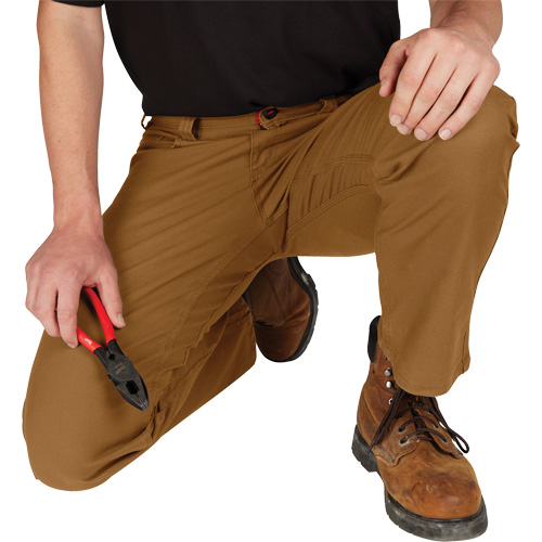 Pantalon de travail flexible et robuste, Poly-coton/Spandex, Khaki, Taille 32, Entrejambe 32 Cam Industrial
