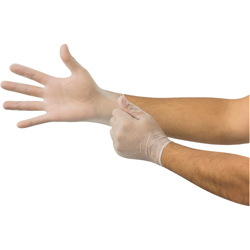 MicroFlex&reg; Disposable Gloves, Small, Vinyl, 2.8-mil, Powder-Free, Clear Cam Industrial