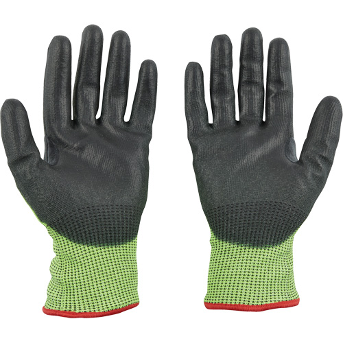 High Visibility Dipped Gloves, Size Small, 15 Gauge, Polyurethane Coated, Polyethylene Shell, ASTM ANSI Level A5 Cam Industrial