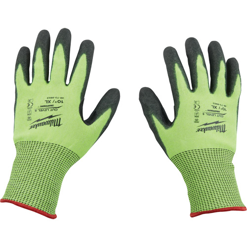 High Visibility Dipped Gloves, Size Small, 15 Gauge, Polyurethane Coated, Polyethylene Shell, ASTM ANSI Level A5 Cam Industrial