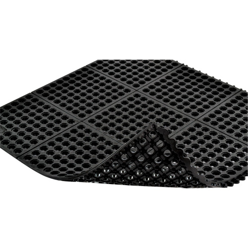 Cushion-Ease&reg; 550 Interlocking Anti-Fatigue Mat, Slotted, 3' x 3' x 3/4", Black, Rubber Cam Industrial