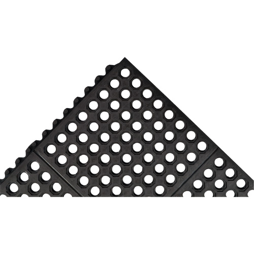 Cushion-Ease&reg; 550 Interlocking Anti-Fatigue Mat, Slotted, 3' x 3' x 3/4", Black, Rubber Cam Industrial