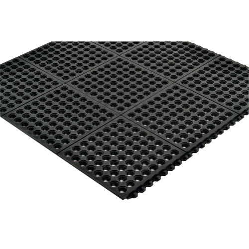 Cushion-Ease&reg; 550 Interlocking Anti-Fatigue Mat, Slotted, 3' x 3' x 3/4", Black, Rubber Cam Industrial