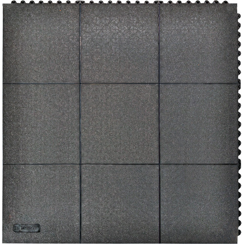 Tapis antifatigue &agrave; imbrication Cushion-Ease, Rugueux, 3' x 3' x 3/4", Noir, Caoutchouc naturel Cam Industrial