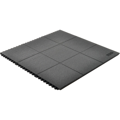 Tapis antifatigue &agrave; imbrication Cushion-Ease, Rugueux, 3' x 3' x 3/4", Noir, Caoutchouc naturel Cam Industrial