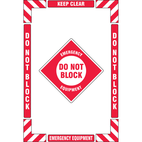 "Emergency Equipment" Floor Marking Kit, Adhesive, English with Pictogram Cam Industrial