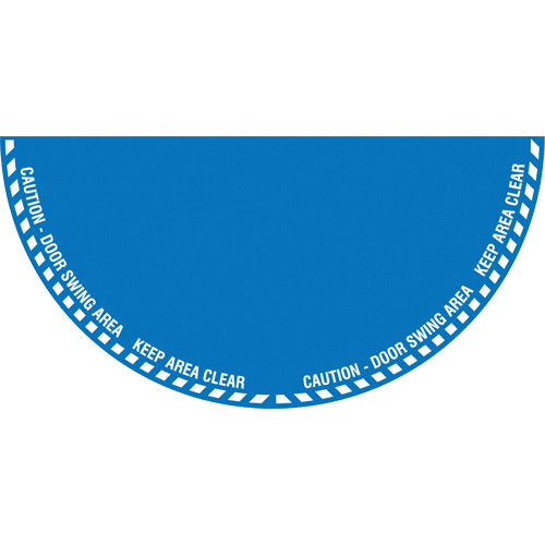 Signalisation au sol ?Caution? (attention) pour porte battante en demi-cercle, Adh&eacute;sif, Anglais avec pictogramme Cam Industrial
