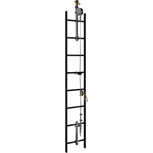 20' Lad-Saf Cable Vertical Safety System, Galvanized Steel Cam Industrial