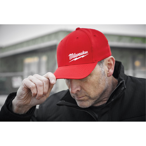 Flexfit&reg; Fitted Hat, Red, Poly-Cotton Cam Industrial