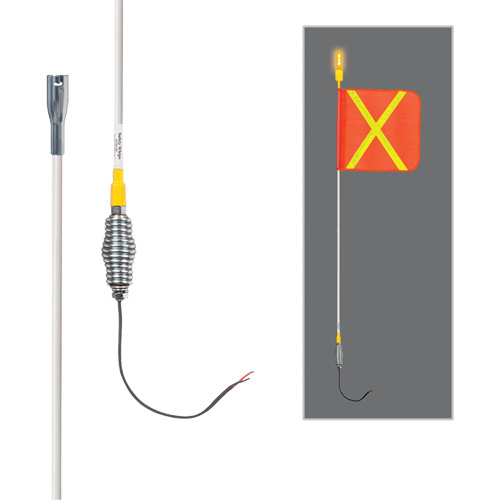 Safety Whip&reg; All-Weather Super-Duty Warning Whips with Constant LED Light, Spring Mount, 3' High, Orange with Reflective Cam Industrial