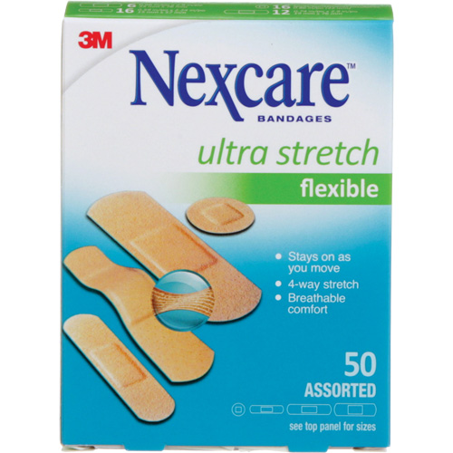 Nexcare Ultra Stretch Bandages, Assorted, Plastic, Non-Sterile Cam Industrial