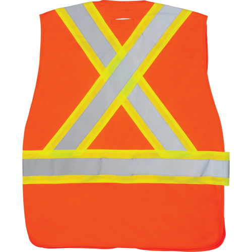 CSA-Compliant High-Visibility Surveyor Vest, High Visibility Orange, Medium, Polyester Cam Industrial