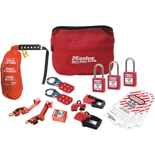 Trousse de cadenassage avec cadenas en thermoplastique de qualit&eacute; sup&eacute;rieure Zenex, Ensemble &eacute;lectrique, 16 composants compris Cam Industrial