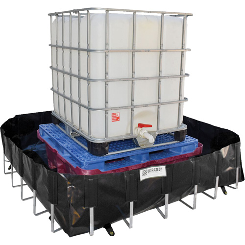 Berme de confinement des d&eacute;versements Ultra-IBC Berm, Capacit&eacute; 400 gal. US, 6' la x 6' lo x 18" h, Support en L Cam Industrial