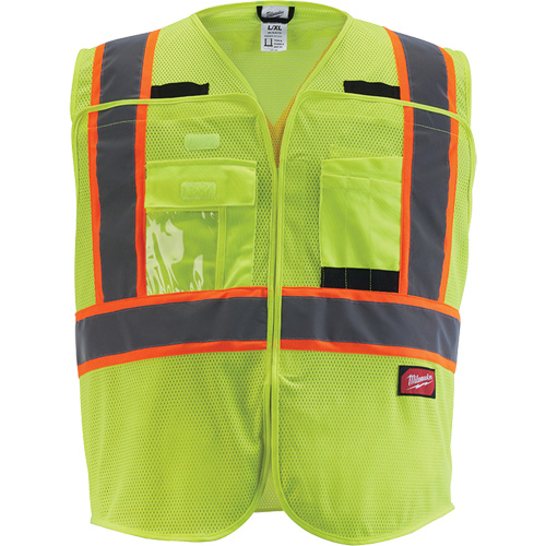 Flagman Safety Vest, High Visibility Lime-Yellow, Medium/Small Cam Industrial