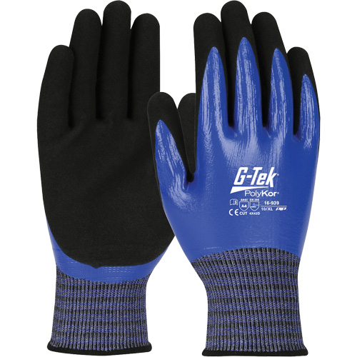 G-Tek&reg; PolyKor&reg; X7 Cut-Resistant Gloves, Size Small, 18 Gauge, Nitrile Coated, Engineered Yarn Shell, ANSI/ISEA 105 Level 4 Cam Industrial