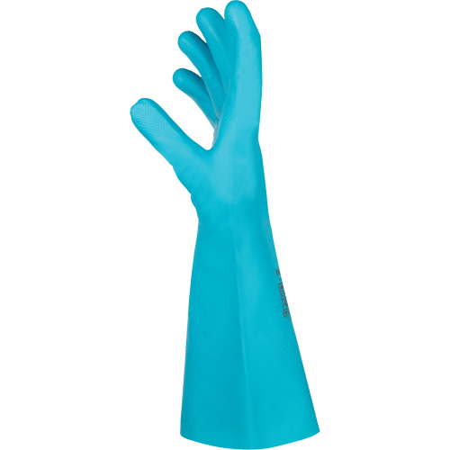 Flextril Chemical Gloves, Size 7, 12.5" L, Nitrile, Nylon Inner Lining Cam Industrial