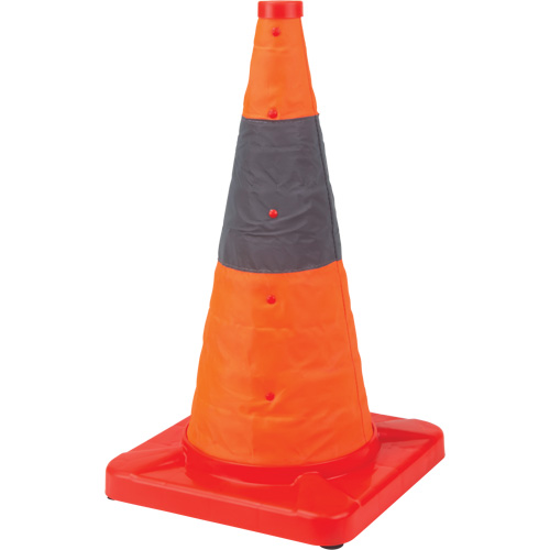 C&ocirc;ne de signalisation repliable, 18" h, Orange Cam Industrial