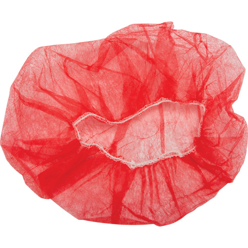 Bouffant Caps, Polypropylene, 24", Red Cam Industrial