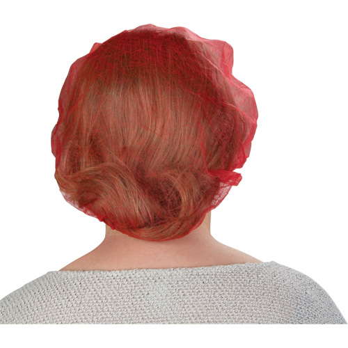 Bouffant Caps, Polypropylene, 24", Red Cam Industrial