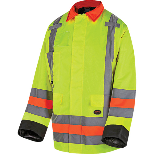 6040 Veste de contr&ocirc;le de la circulation pour l'hiver qu&eacute;b&eacute;cois, Polyester, Jaune lime haute visibilit&eacute;, T-petit Cam Industrial