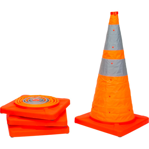 C&ocirc;ne de signalisation repliable, 28" h, Orange Cam Industrial